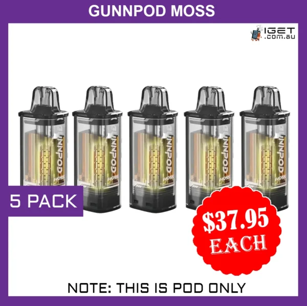 GUNNPOD MOSS – 5 PACK – 8000 PUFFS – POD ONLY