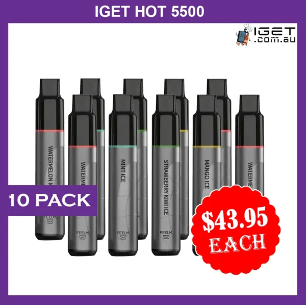 IGET HOT 5500 PUFFS – 10 PACK