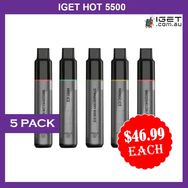 IGET HOT 5500 PUFFS – 5 PACK